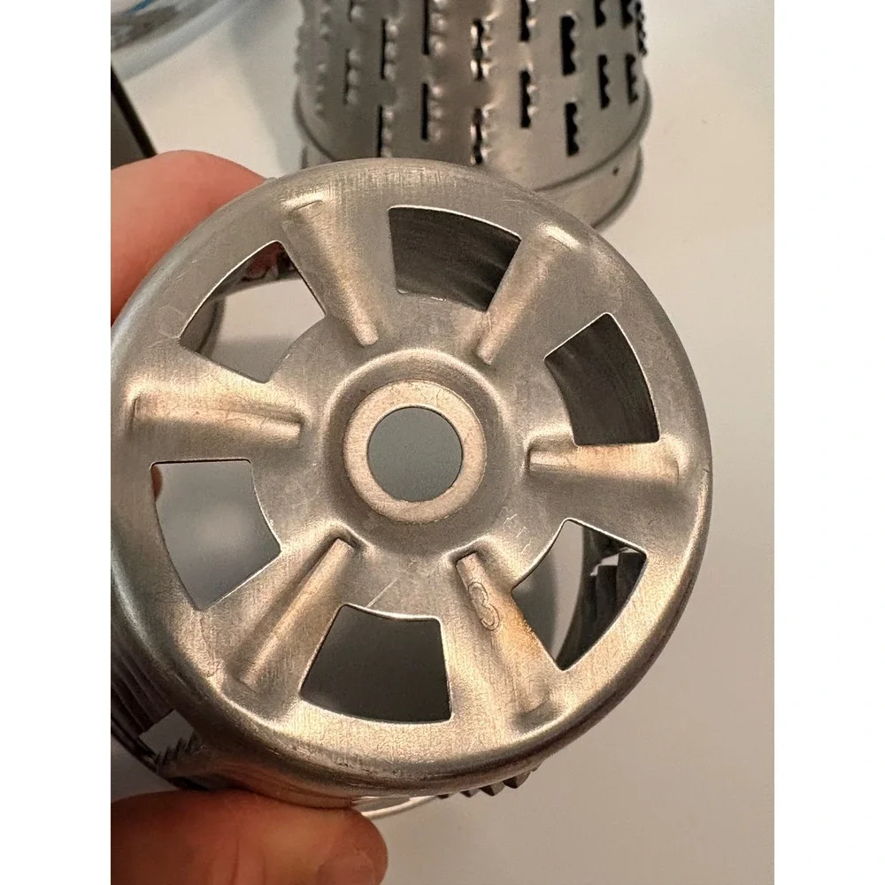 Vintage Stainless Steel Rotary Grater Slicer 5 Cones Manual Food Processor USED